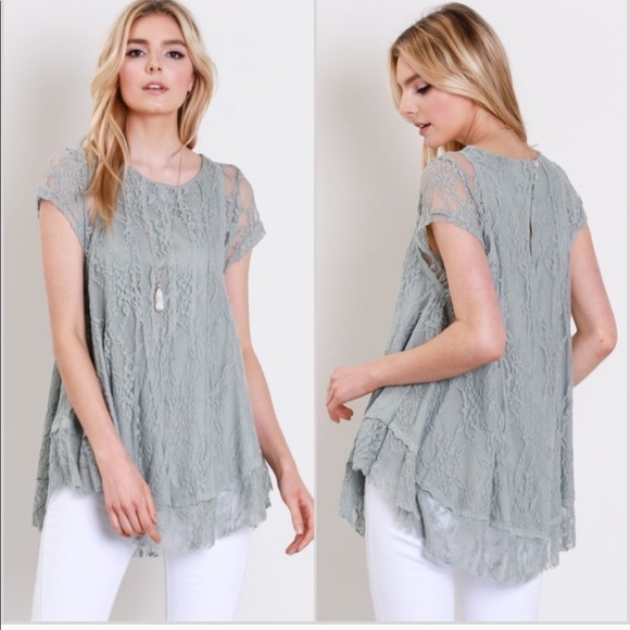 Soka Lace Top - Mirage Grey